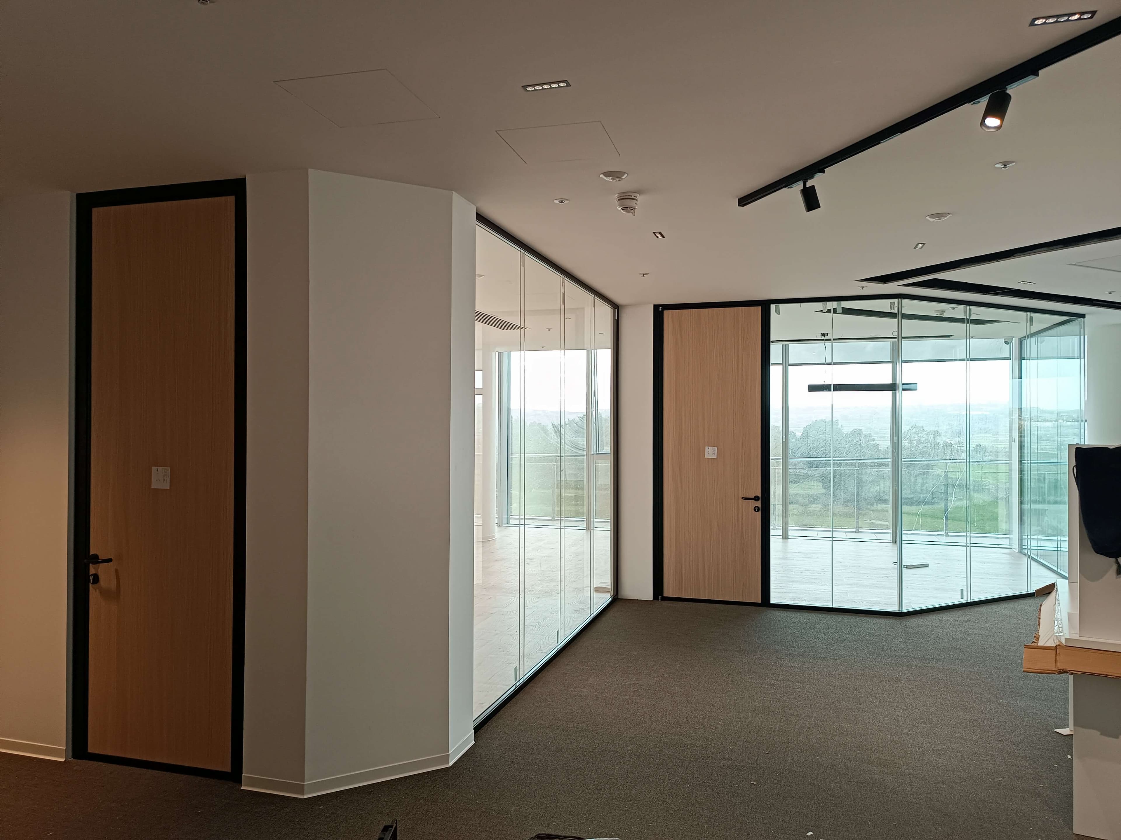 modern glass partition installation